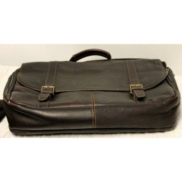 Samsonite Brown Leather Briefcase Laptop Bag Multiple Pockets Shoulder Strap - Picture 6 of 10